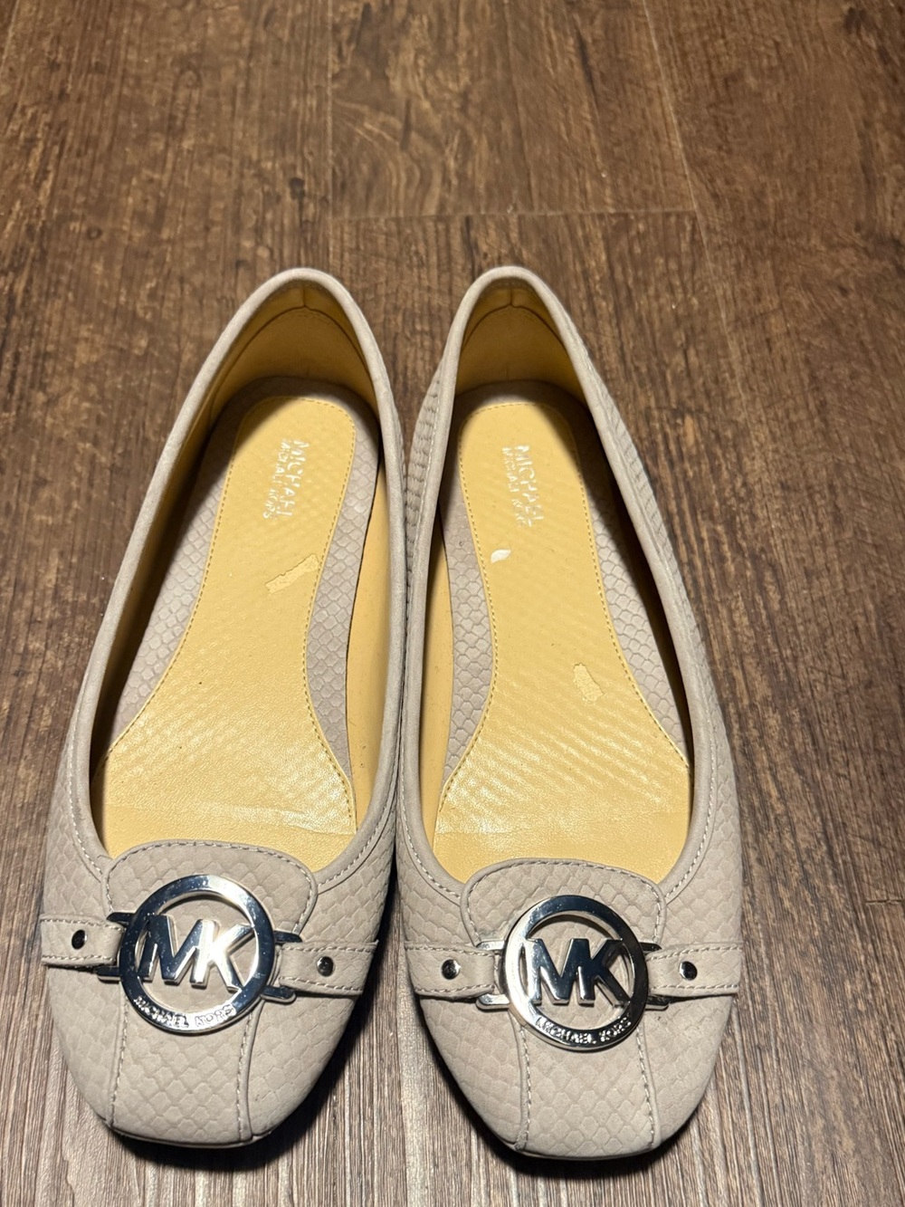 Michael Kors Beige MK Logo Ballet Flats